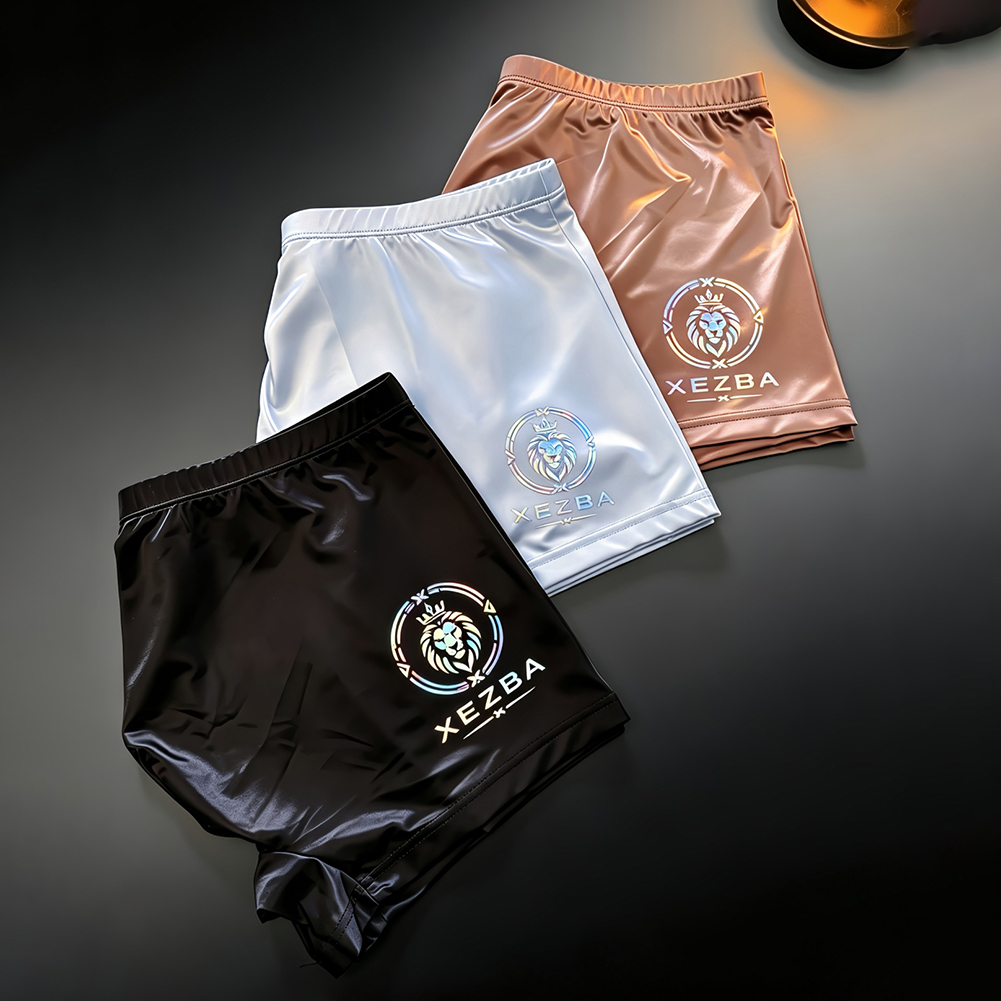 Men Glossy Ice Silk Boxer Shor - Long Leg Trunk Men ulasan dan harga