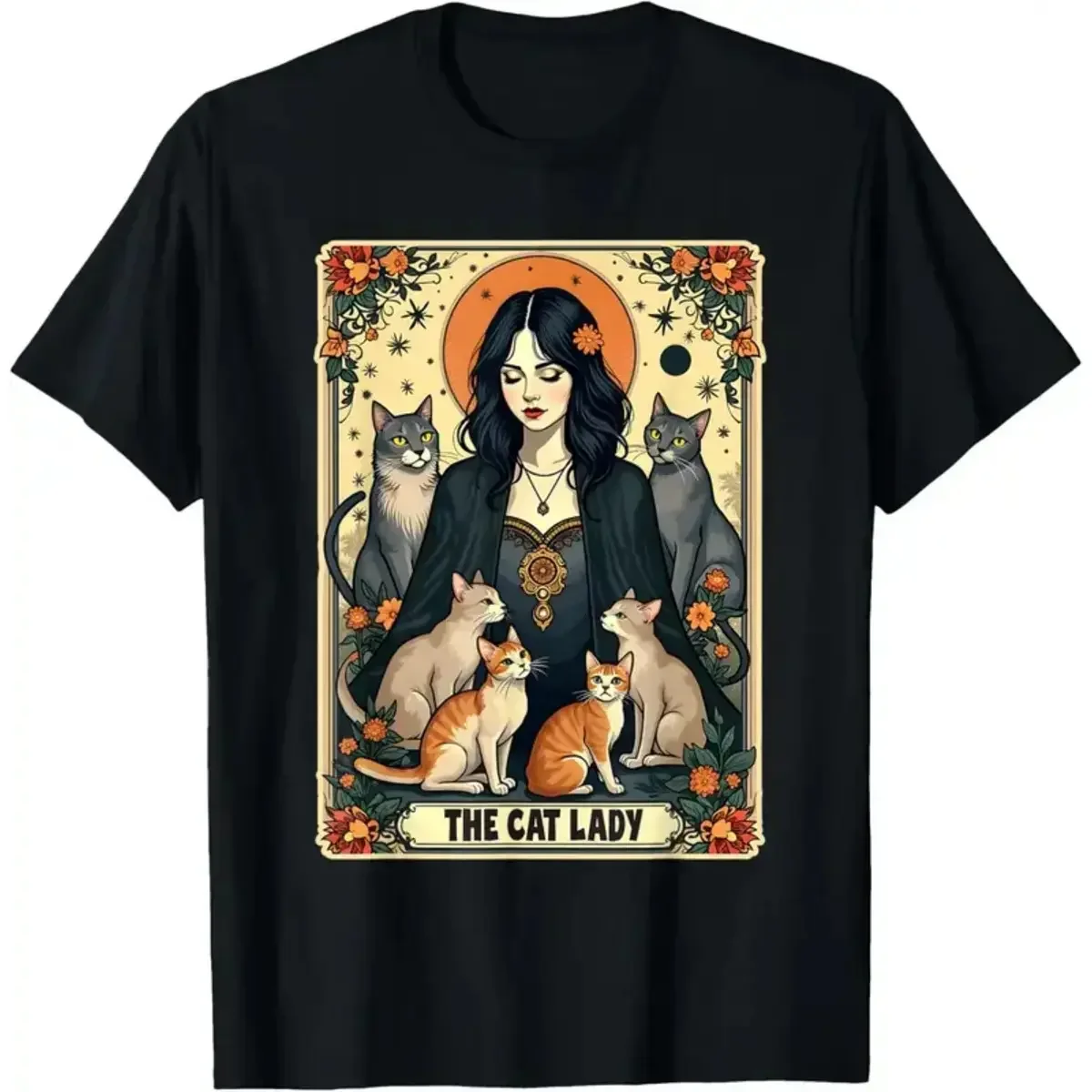 Unisex The Cat Lady Tarot Card - Undershirt Crew Neck ulasan dan harga