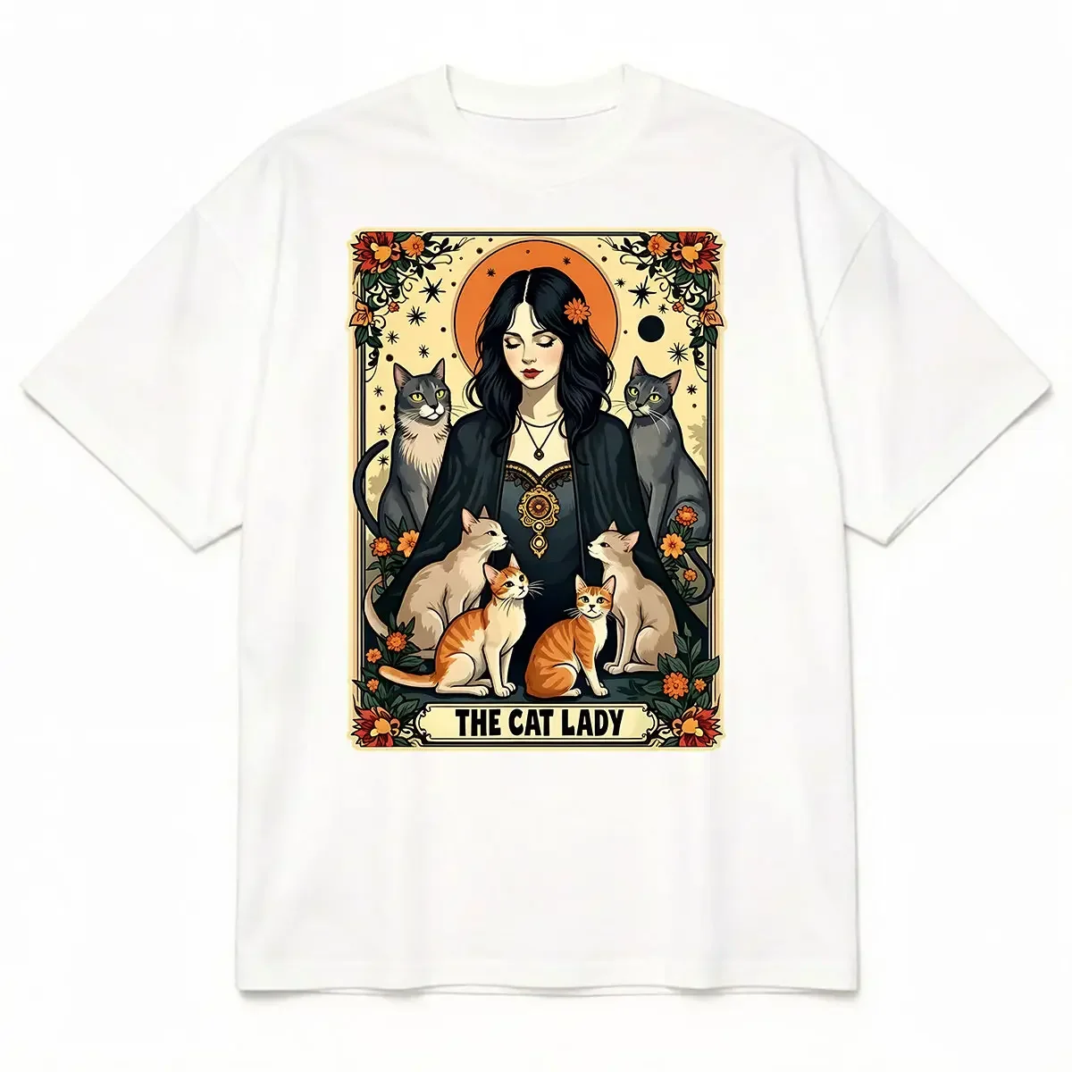 Unisex The Cat Lady Tarot Card - Undershirt Crew Neck ulasan dan harga