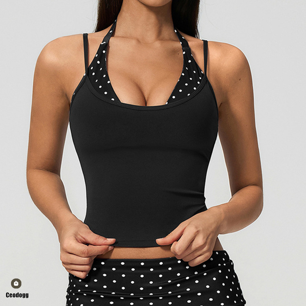 Polka Dot Women Strap Halter Y - Suspender Tank Top ulasan dan harga